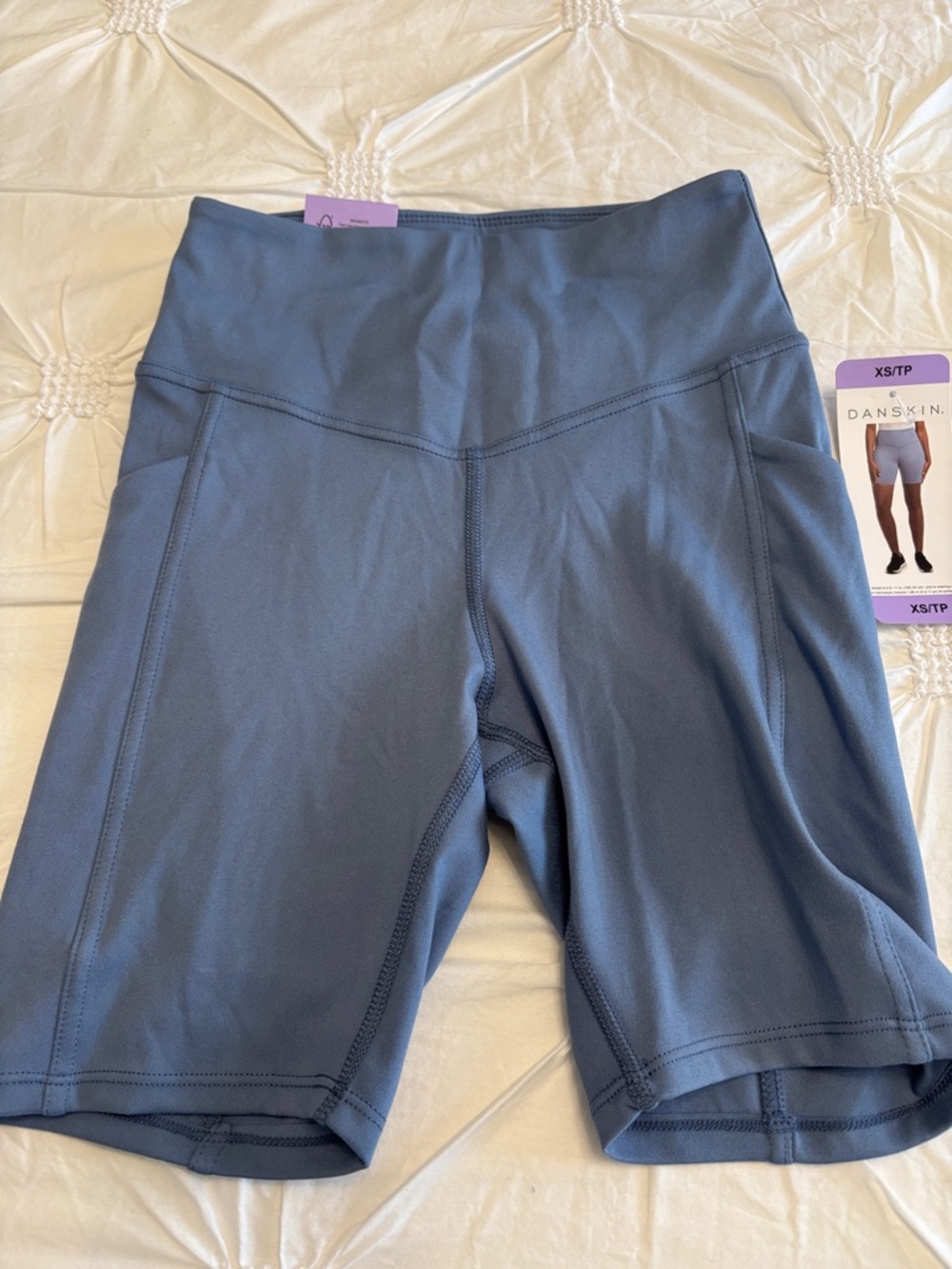 Danskin High-Waist Slate Blue Bike Shorts